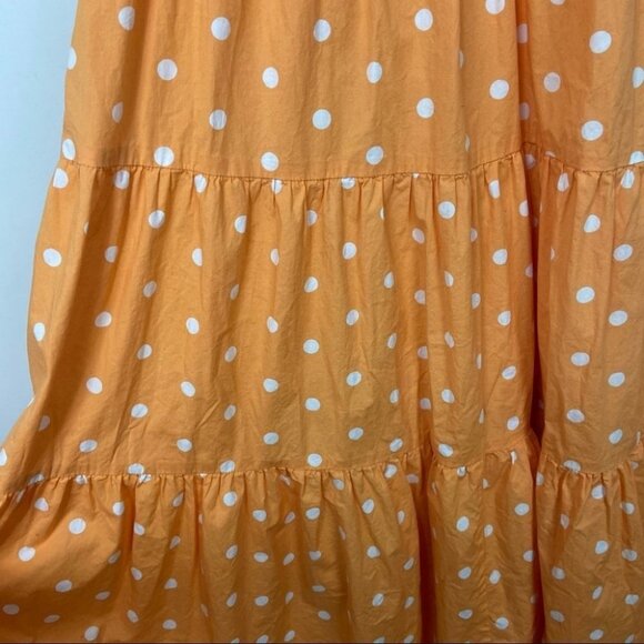 Color Me Courtney Polka Dot Tiered Maxi Dress Orange Size 2 Smocked Bohemian - Picture 8 of 13
